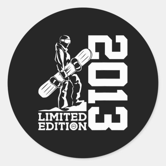 Snowboarder 12e verjaardag Snowboard 2013 Snowboar Ronde Sticker (Voorkant)
