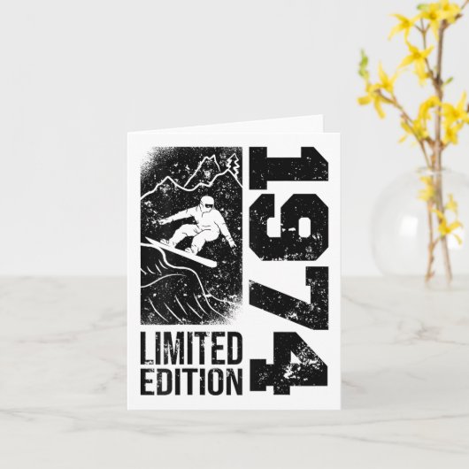 Snowboarder  1974 Birthday Snowboarding Sno Kaart (Gele Bloem)