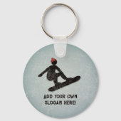 Snowboarder Action Pose - grunge look - jouw tekst Sleutelhanger (Voorkant)