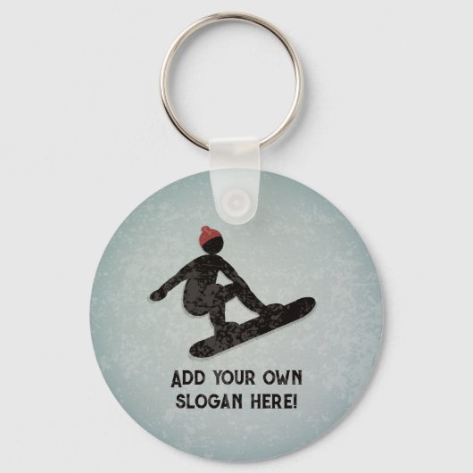 Snowboarder Action Pose - grunge look - jouw tekst Sleutelhanger (Voorkant)