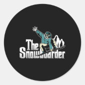 Snowboarder Bergen Winter Extreme Sport Snowbo Ronde Sticker (Voorkant)