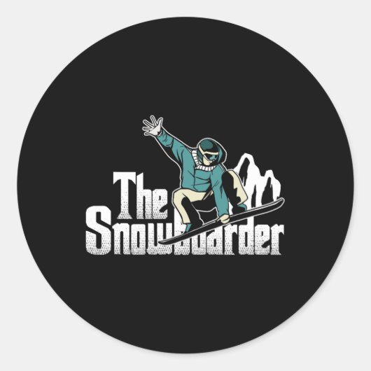 Snowboarder Bergen Winter Extreme Sport Snowbo Ronde Sticker (Voorkant)