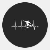 Snowboarder Cadeaus - Snowboarden Heartbeat T Shir Ronde Sticker (Voorkant)