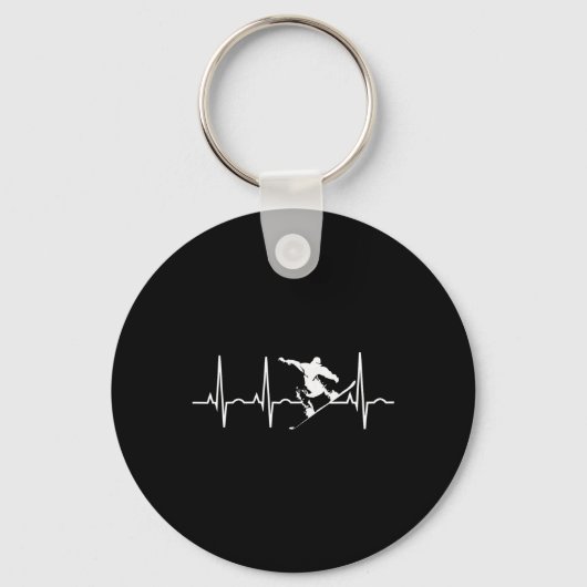 Snowboarder Cadeaus - Snowboarden Heartbeat T Shir Sleutelhanger (Voorkant)
