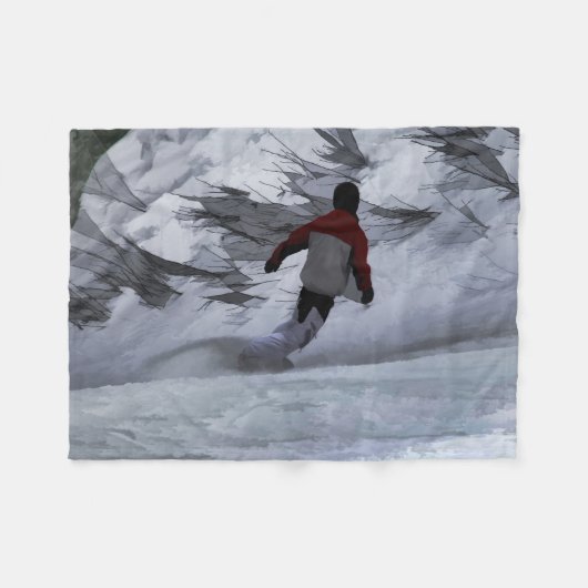 Snowboarder "Carving the Mountain" Wintersport Fleece Deken (Voorkant (Horizontaal))