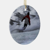 Snowboarder "Carving the Mountain" Wintersport Keramisch Ornament (Rechts)