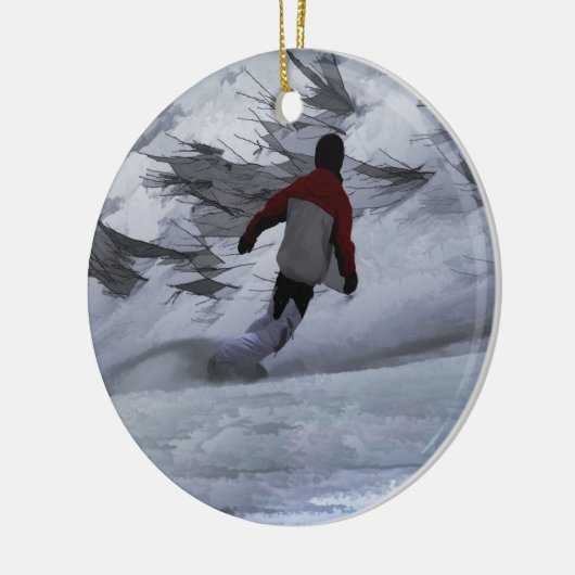 Snowboarder "Carving the Mountain" Wintersport Keramisch Ornament (Links)