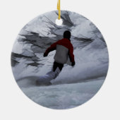Snowboarder "Carving the Mountain" Wintersport Keramisch Ornament (Achterkant)