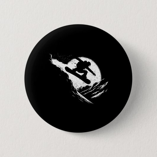 Snowboarder Cliff Snowboard Distresse Ronde Button 5,7 Cm (Voorkant)