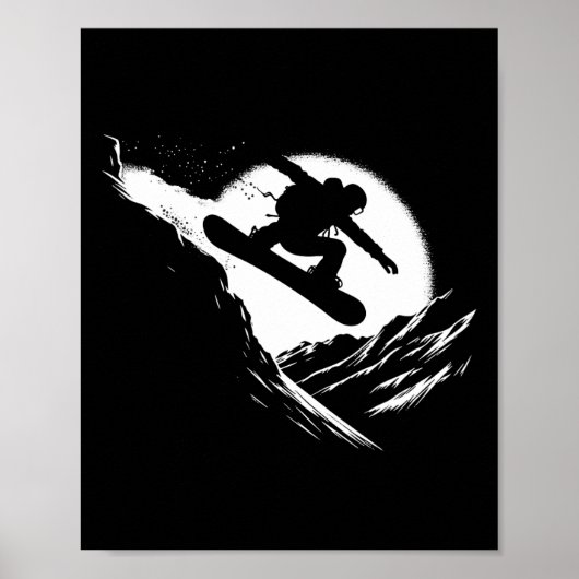 Snowboarder Cliff Snowboard Poster (Voorkant)