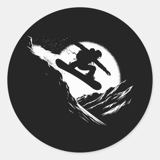 Snowboarder Cliff Snowboard Ronde Sticker (Voorkant)