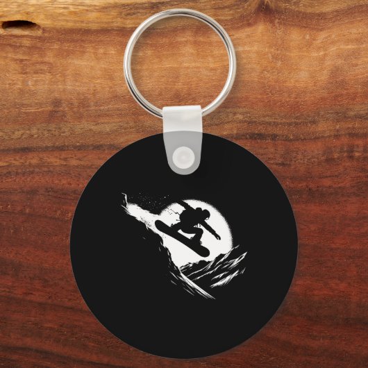 Snowboarder Cliff Snowboard Sleutelhanger (Voorkant)