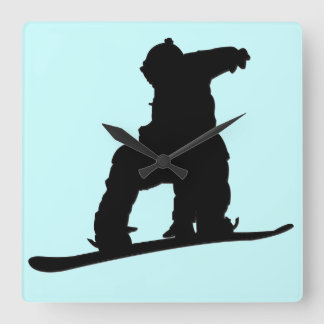 Snowboarder Clock Vierkante Klok