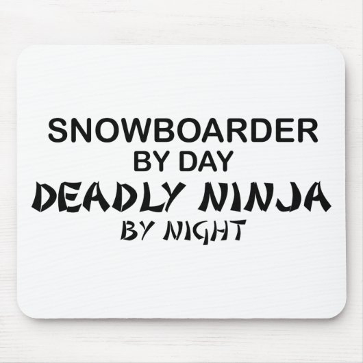 Snowboarder Deadly Ninja bij nacht Muismat (Voorkant)