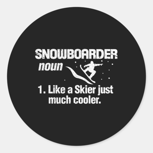 Snowboarder Definitie Betekenis Snowboarden Ronde Sticker (Voorkant)
