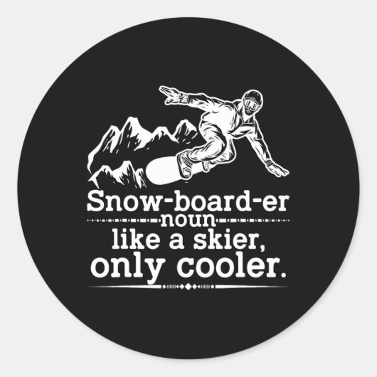 Snowboarder Definitie Grappig Snowboarden Winter S Ronde Sticker (Voorkant)