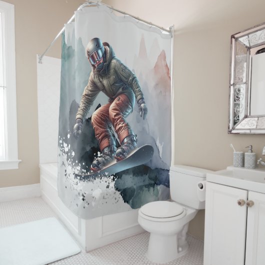 Snowboarder Douchegordijn (In situ)