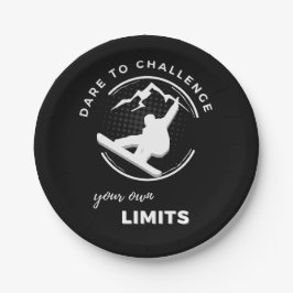 Snowboarder & "Durf je eigen grenzen te verleggen" Papieren Bordje