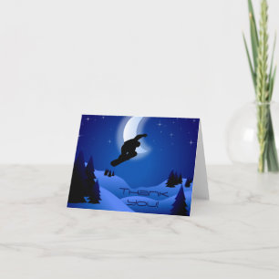 Snowboarder en Moon Snowboarder Bedankkaart
