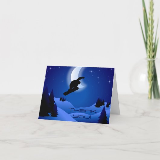 Snowboarder en Moon Snowboarder Bedankkaart (Voorkant)