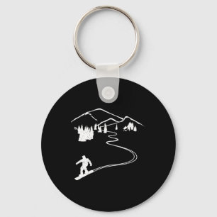 Snowboarder Freeriding Design Snowboard Apres Ski Sleutelhanger