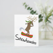 Snowboarder Funny Snowboarding Reindester Briefkaart (Staand voorkant)