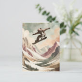 Snowboarder Genieten van de Snowy Mountains Briefkaart (Staand voorkant)