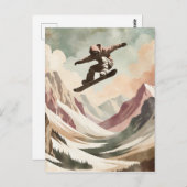 Snowboarder Genieten van de Snowy Mountains Briefkaart (Voorkant / Achterkant)
