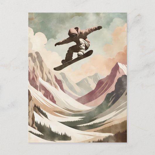Snowboarder Genieten van de Snowy Mountains Briefkaart (Voorkant)