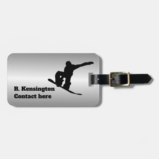 Snowboarder gepersonaliseerd bagagelabel (Voorkant horizontaal)