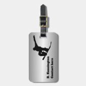 Snowboarder gepersonaliseerd bagagelabel (Voorkant verticaal)