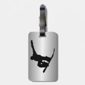Snowboarder gepersonaliseerd bagagelabel (Achterkant verticaal)