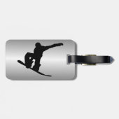 Snowboarder gepersonaliseerd bagagelabel (Achterkant horizontaal)