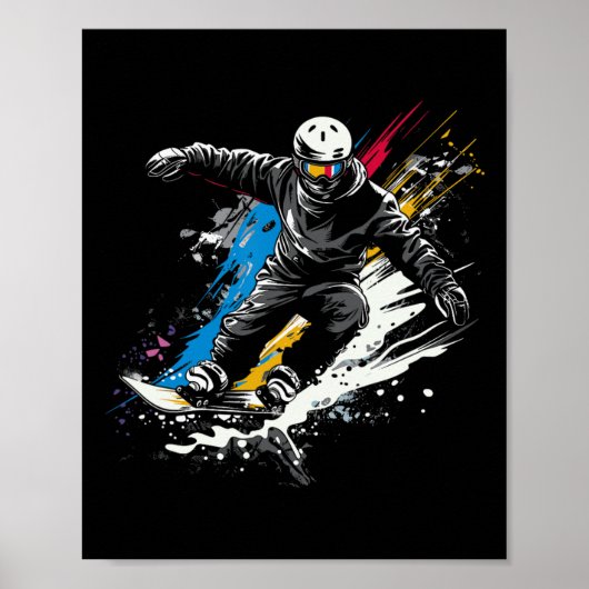 Snowboarder Graffiti Alpine Snowboarden Poster (Voorkant)