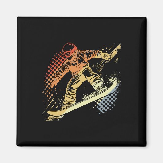 Snowboarder Graphic Retro Style Alpine Snowboardin Magneet (Voorkant)