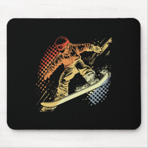 Snowboarder Graphic Retro Style Alpine Snowboardin Muismat