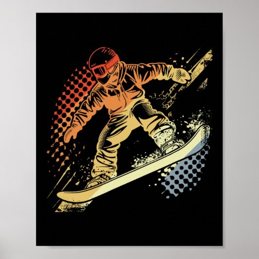 Snowboarder Graphic Retro Style Alpine Snowboardin Poster (Voorkant)