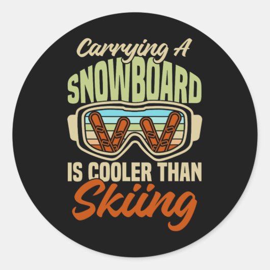 Snowboarder Helm Gear Ski Slope Mountains Snowbo Ronde Sticker (Voorkant)
