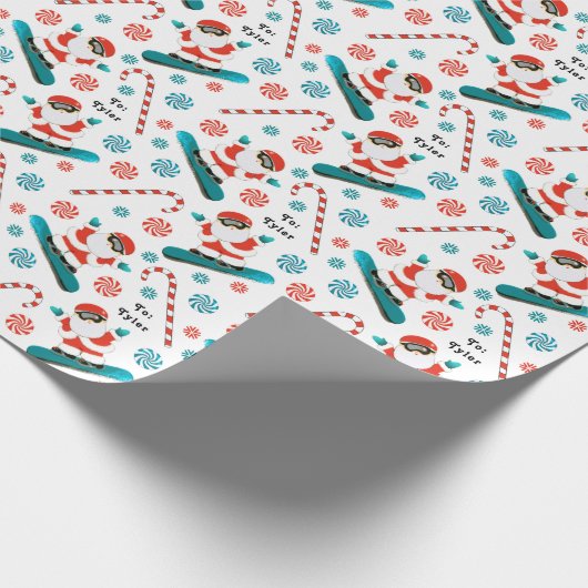 Snowboarder Holiday Gift Cadeaupapier (Hoek)
