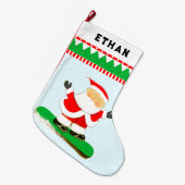 Snowboarder Holiday Gift Grote Kerstsok (Voorkant (Hangend))