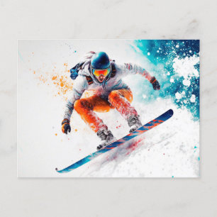 Snowboarder illustratie briefkaart