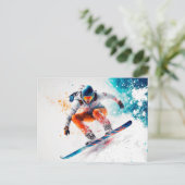 Snowboarder illustratie briefkaart (Staand voorkant)