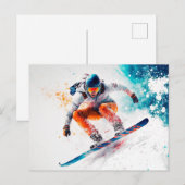 Snowboarder illustratie briefkaart (Voorkant / Achterkant)
