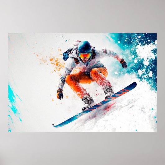 Snowboarder illustratie poster (Voorkant)