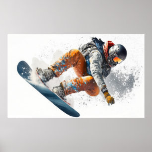 Snowboarder illustratie poster