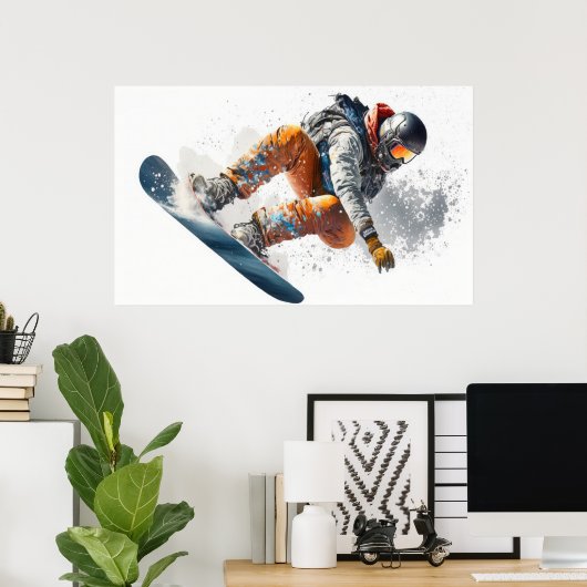 Snowboarder illustratie poster (Thuiskantoor)