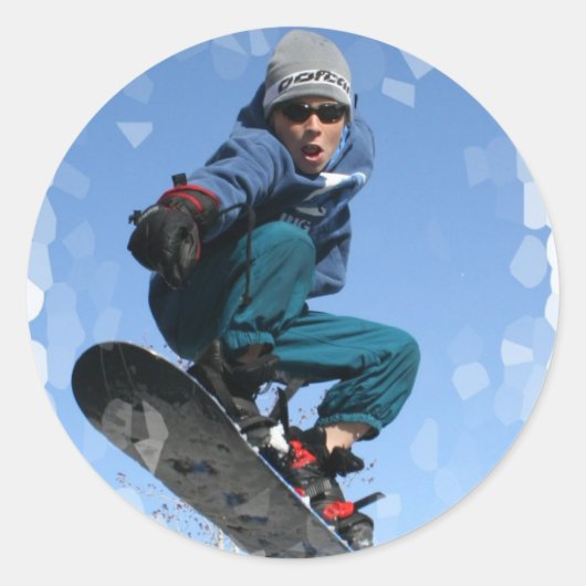 Snowboarder in de Sneeuw Stickers (Voorkant)