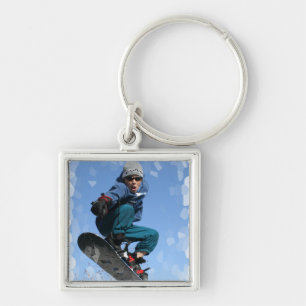Snowboarder in de sneeuwSleutelhanger Sleutelhanger
