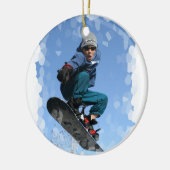 Snowboarder in de sneeuwversier keramisch ornament (Links)