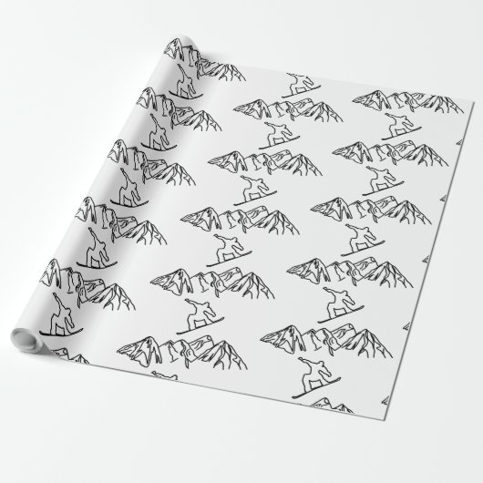 Snowboarder in den Bergen, 02 Cadeaupapier (Uitgerold)